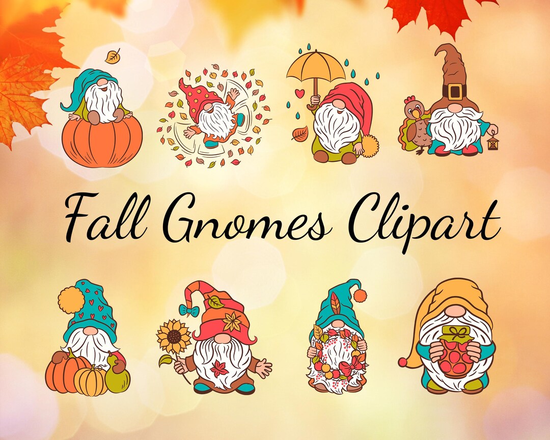 Fall Gnomes Clipart: Thanksgiving Designs, Seasonal Graphics (SVG & PNG ...