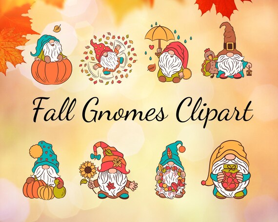 Fall Gnomes Clipart: Thanksgiving Designs, Seasonal Graphics (SVG & PNG Digital Download