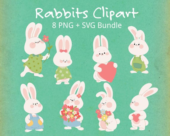 Easter Bunny Clipart Set | Spring Rabbit PNG & SVG Files