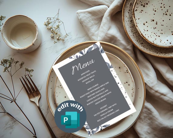 Elegant Watercolor Leaves Menu Template - Perfect for Any Event | Watercolor Menu Template | Customizable Menu Template | Floral Menu Design