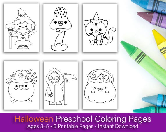 Kawaii Halloween Coloring Pages: Spooky Fun Art Set (Digital Download)