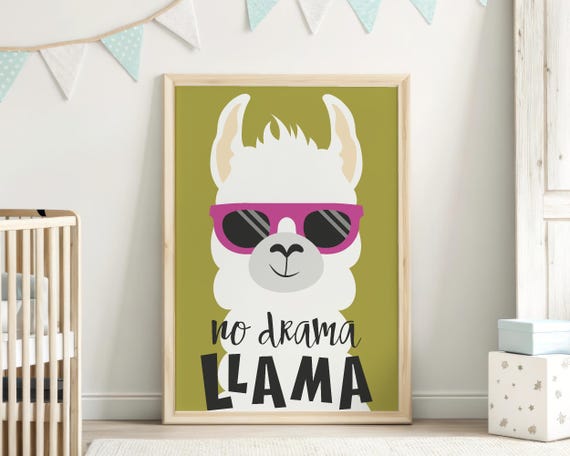 No Drama Llama Wall Art | Kids Room Decor | Animal Poster (Digital Download)