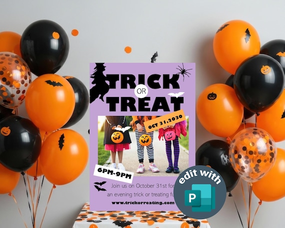 Editable Trick or Treat Halloween Invitation | Printable Kids Costume Party Card