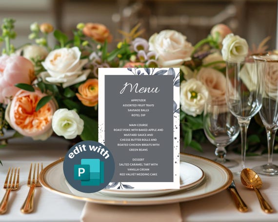 Watercolour Leaves Menu Template – Elegant 4x6 Editable Publisher File | Wedding & Event Digital Download