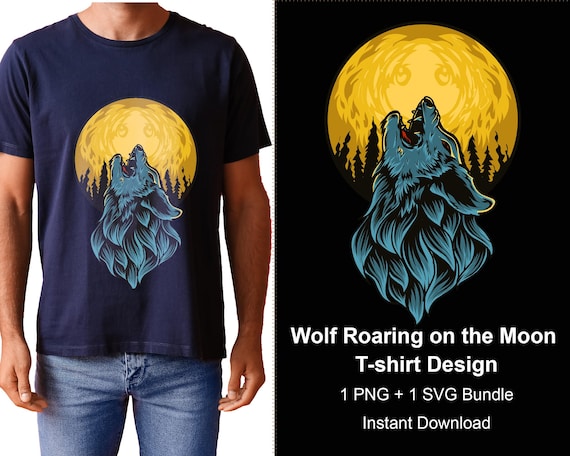 Howling Wolf Moon Clipart | Wolf PNG SVG Bundle | T-Shirt Design