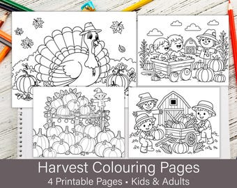 Fall Colouring Pages for Kids | Autumn Farm Sheets | Pumpkin Harvest Pages