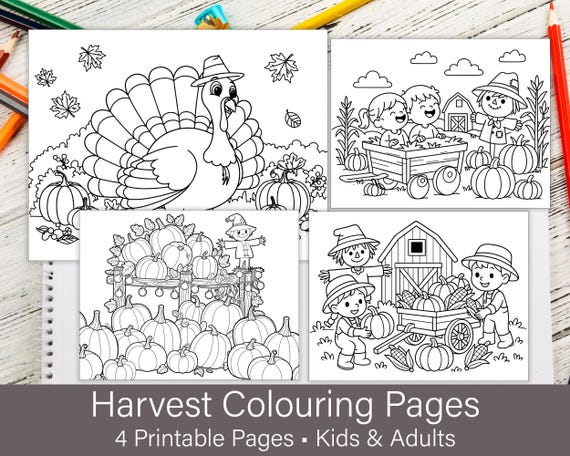 Fall Colouring Pages for Kids | Autumn Farm Sheets | Pumpkin Harvest Pages