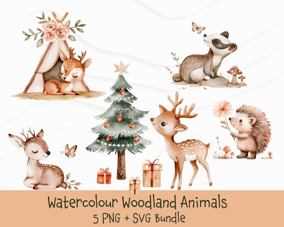 Woodland Animals Clipart Set | Forest Animals SVG PNG