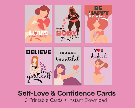 Printable Pocket Affirmation Cards | Diverse Faceless Ladies & Motivational Quotes | Digital Download