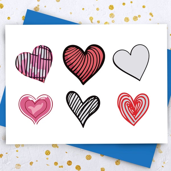 Whimsical Doodle Hearts Sketch Set: Add Colorful Charm to Your Creations | Heart Doodle Collection | Vibrant Illustrations | Sketch Set