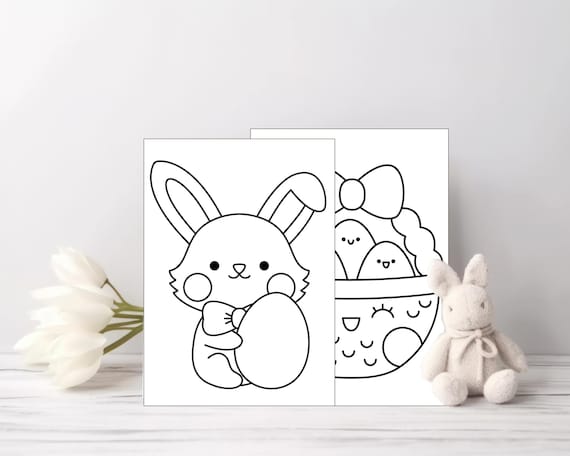 Easter Bunny Colouring Pages Instant Download | Cute Easter Printables for Toddlers and Preschoolers | DIY Easter Basket  Fillers Printables