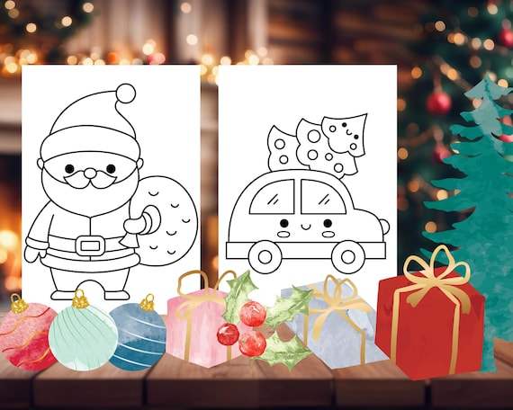 Christmas Colouring Pages & Clipart Bundle (PNG, SVG) - Transparent Holiday Graphics