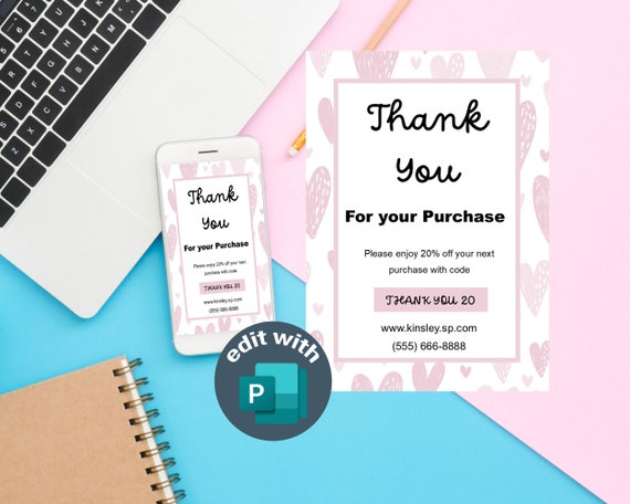 Customizable Thank You Cards | Pink and Heart-inspired Client Thank You Cards | Customizable Pink Client Appreciation Notes