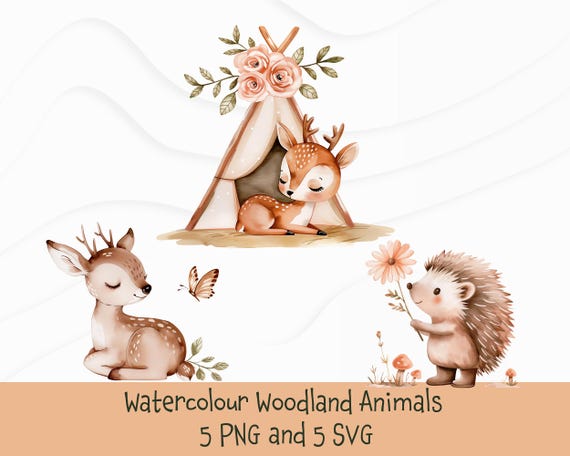 Woodland Animals Clipart Set | Forest Animals SVG PNG