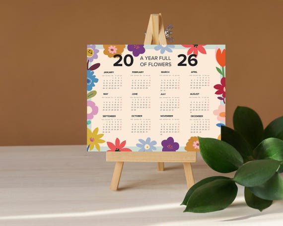 2026 Floral Calendar Printable | A Year Full of Flowers | Modern Flower Wall Calendar