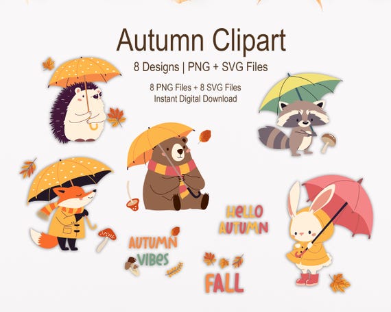 Fall Animal Clipart: Hand-Drawn Woodland Creatures (SVG & PNG)