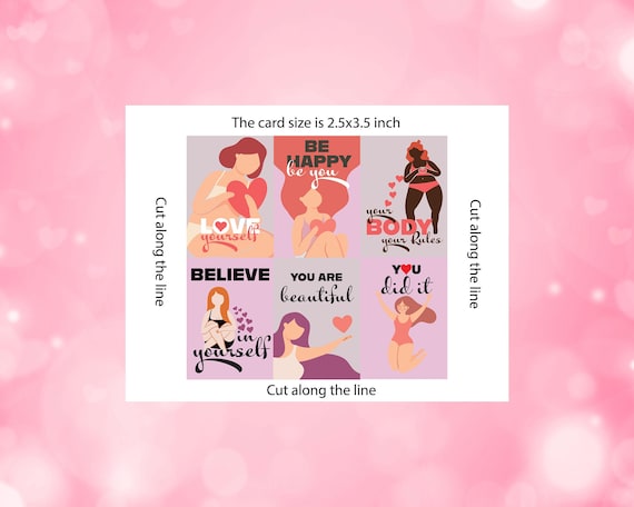 Printable Pocket Affirmation Cards | Diverse Faceless Ladies & Motivational Quotes | Digital Download