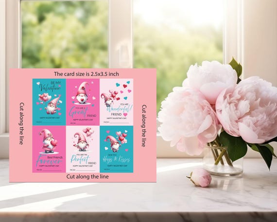 Cute Mini Valentine Exchange Cards for Kids – Gnome-Themed with Friendship Messages | Adorable Valentine Cards for Kids