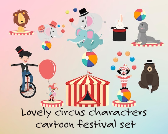 Circus Clipart Animals, Performers, Carnival Graphics (PNG, SVG)