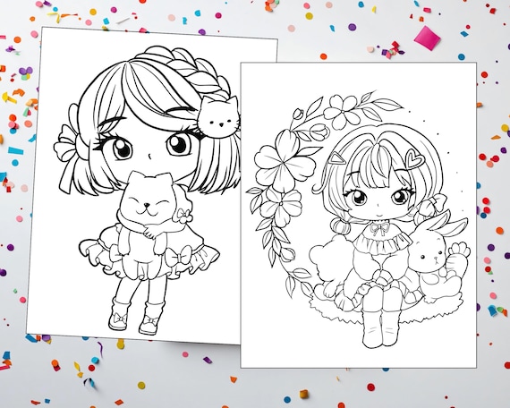 Kawaii Chibi Anime Colouring Pages: Manga Style (Printable JPG)