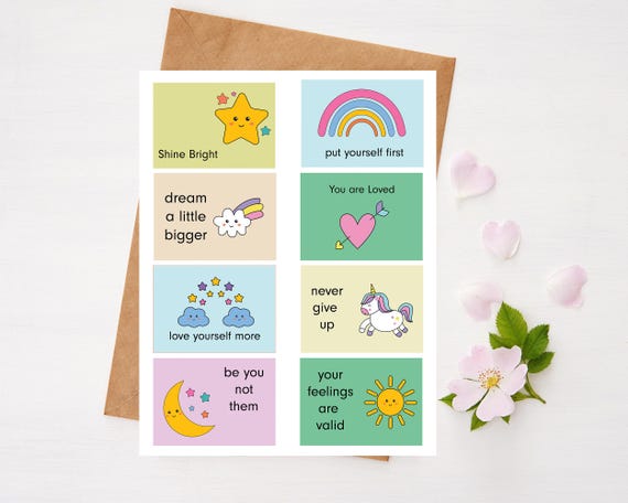 Printable Affirmation Cards for Kids – Cute & Uplifting Motivational Notes | Self-love Cards | Motivational Notes Kids | Cute Cards