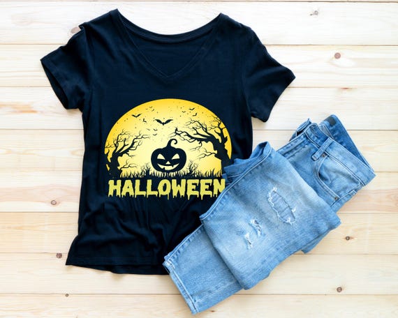 Halloween Pumpkin Moon PNG SVG | Spooky Jack O Lantern T-Shirt Design