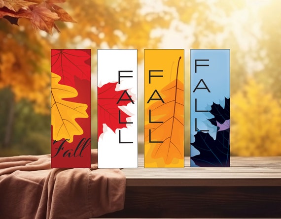 Autumn Bliss: Printable Fall Bookmarks | Printable Seasonal Bookmarks | Fall Reading Accessories | Leaf Bookmark Designs