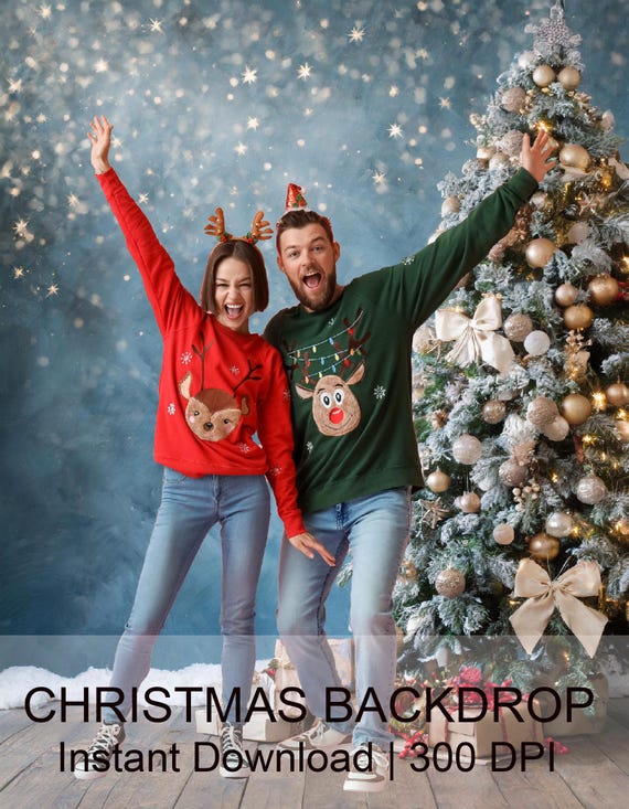 Christmas Tree Photography Backdrop: Festive Holiday Scene (JPEG Digital Download)