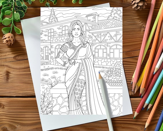 Diversity Colouring Pages – Girls in Traditional Dress | Multicultural PDF Download (5 Pages)