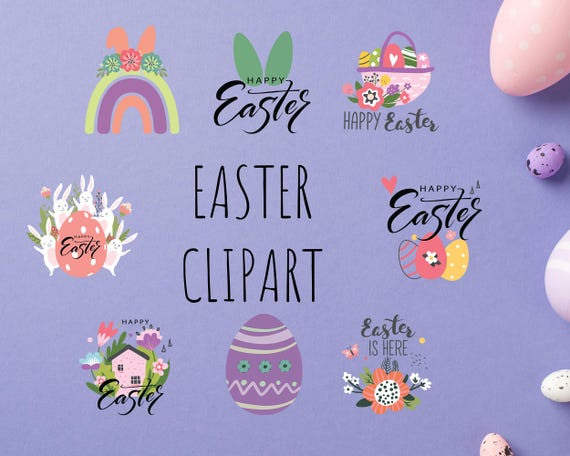 Easter Clipart Set: Bunnies, Eggs, Spring Designs (PNG, SVG)