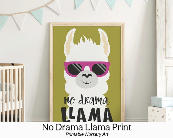 No Drama Llama Wall Art | Kids Room Decor | Animal Poster (Digital Download)