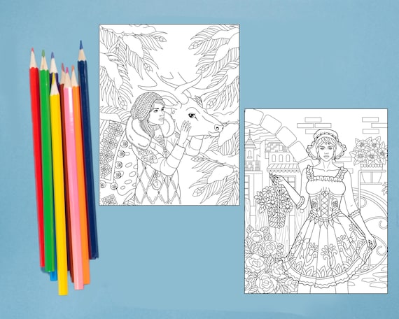 Stylish Girls Colouring Pages – Fashion Printable Line Art | Chic & Elegant PDF Colouring Pack