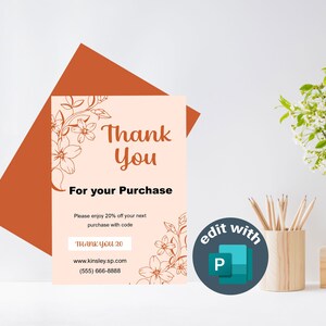 Cartão de agradecimento | Expresse gratidão com cartões de agradecimento editáveis para clientes e clientes | Agradecimento personalizado
