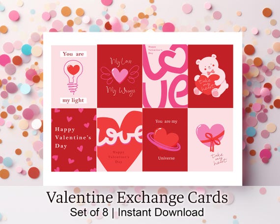 Mini Valentine's Day Cards Printable | Red & Pink Love Notes (2.5x3.5) (Digital Download)