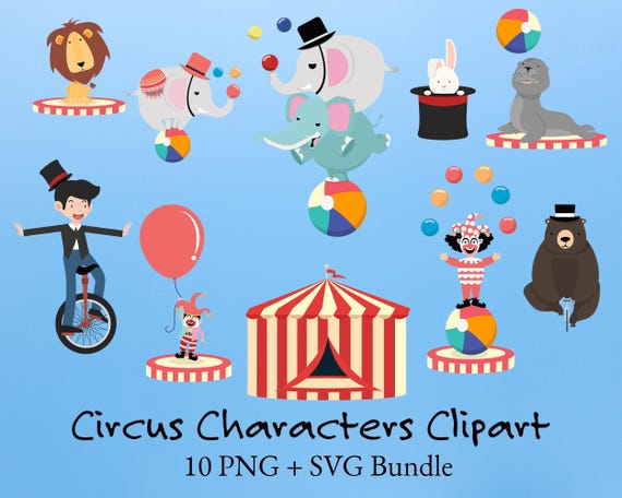 Circus Clipart Animals, Performers, Carnival Graphics (PNG, SVG)