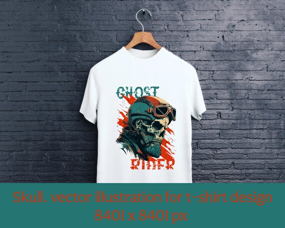 Ghost Rider Skull T-Shirt Design | Biker Skull PNG SVG | Motorcycle Shirt Graphic