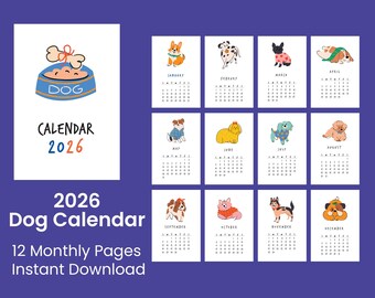 Calendario canino 2026 / Planificador mensual para cachorros (4x6)