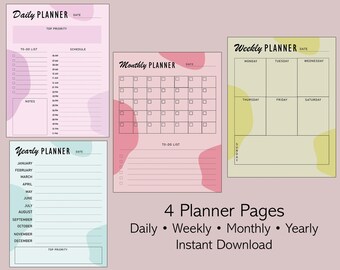 Minimalist Planner Bundle | Daily, Weekly, Monthly & Yearly Pages (Printable Digital Download)