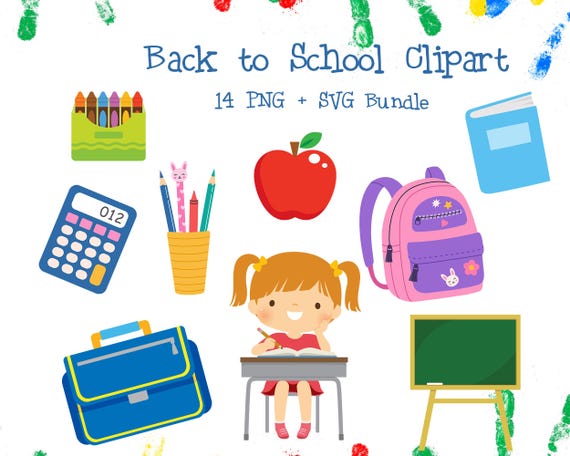 Back to School Clipart Bundle | School Supplies, Teacher, Student Graphics (PNG SVG)