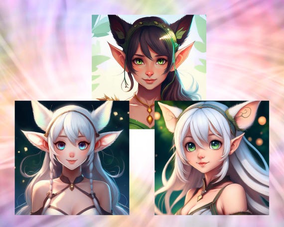 Anime Elf Girl Illustration: Japanese Fantasy Art (PDF Download, 7 Templates)