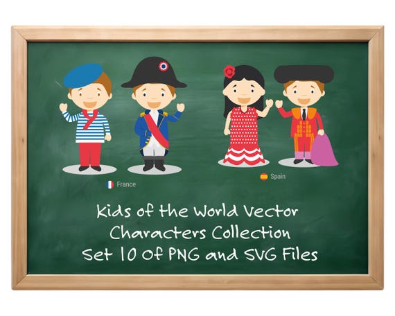 Kids of the World Vector Characters Collection | Multicultural Kids Clipart | International Children Illustrations | Educational Graphics