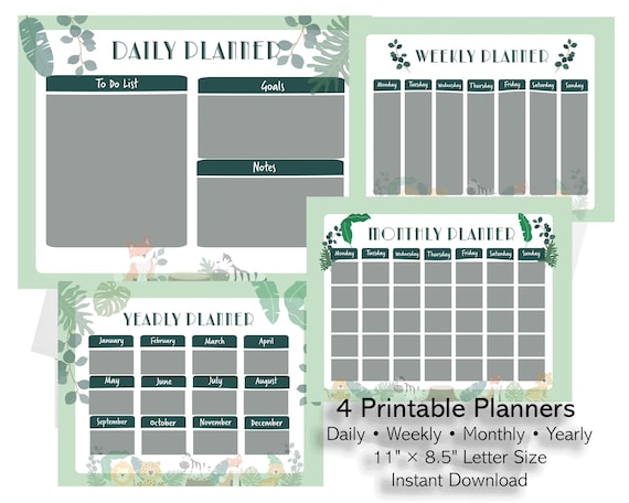 Printable Planner Bundle | Daily, Weekly, Monthly, Yearly (Digital Download)