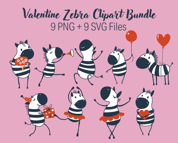 Zebra Clipart Set | Hand-Drawn Nursery Art (SVG, PNG)