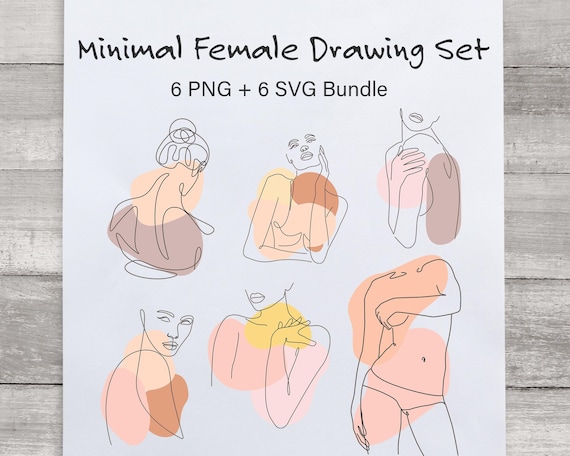 Minimal Female Line Art SVG PNG Bundle | 6 Abstract Woman Illustrations