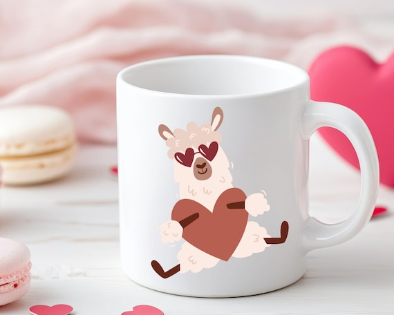 Valentine Llama Clipart Set: Boho Hearts, PNG SVG (Digital Download)