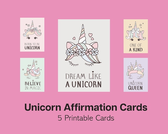 Unicorn Affirmation Cards: Kids' Positive Quote Prints (Digital Download)