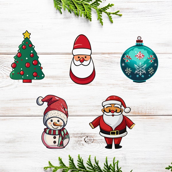 Enchanting Christmas Seasonal Elements: Capture the Magic with Adorable Snowmen, Santa, and More | High-quality Christmas Elements