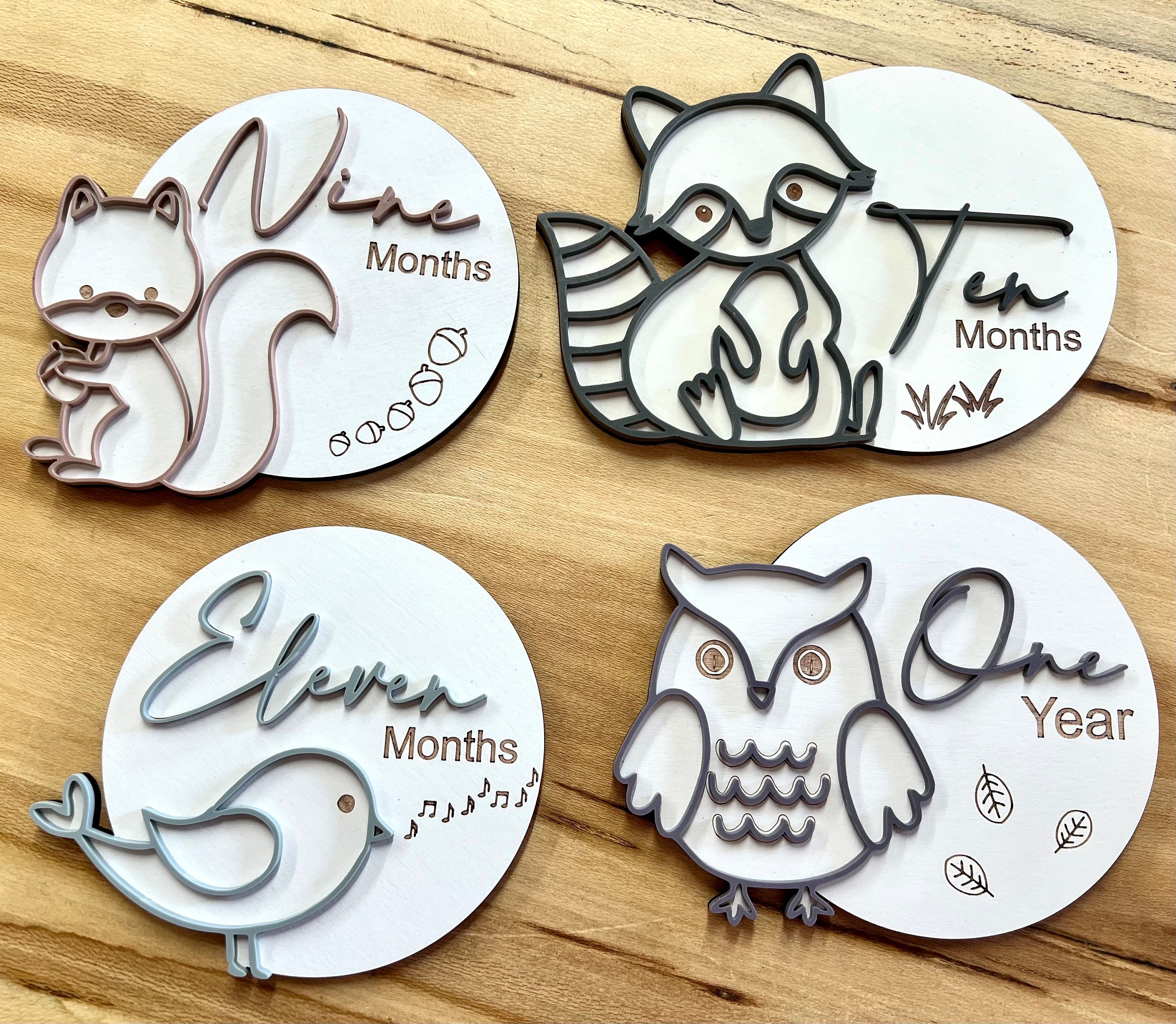 Woodland Animals Theme Monthly Milestone Baby Photo Props - Etsy