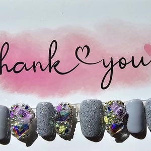 Gray press on nails