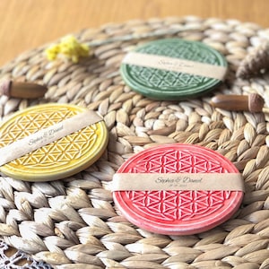 Custom Tile Coasters for Wedding Gift | Personalized Drink Coaster Set | Sacred Geometry Flower of Life | New Home Gift | Bridal Shower Gift